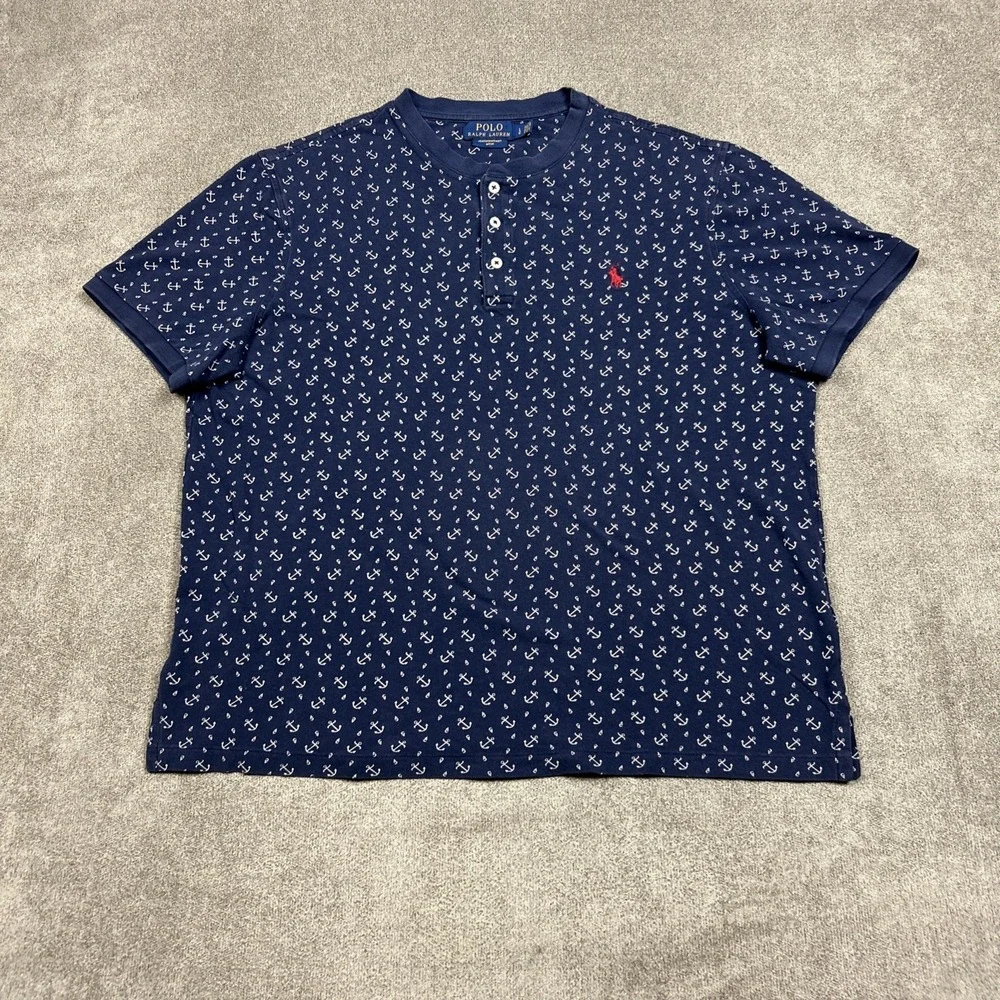 Ralph Lauren Featherweight Mesh Polo Shirt Mens Large Classic Fit Band Collar